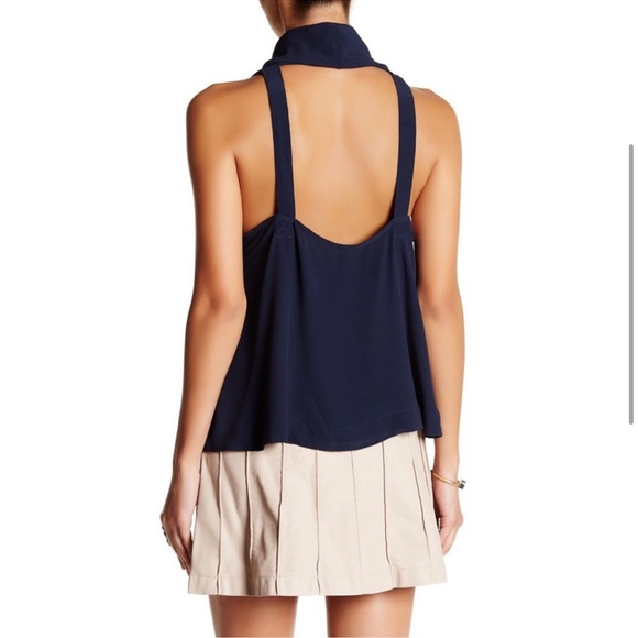 Free People City Lights Navy Blue Tank Top Medium M - Picture 3 of 9